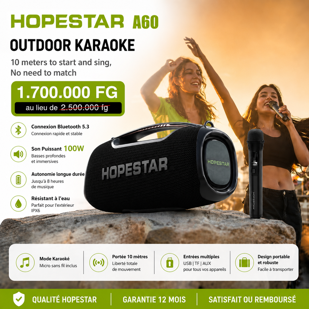 🔊 HOPESTAR A60 100W – La puissance sonore qui transforme chaque moment en fête