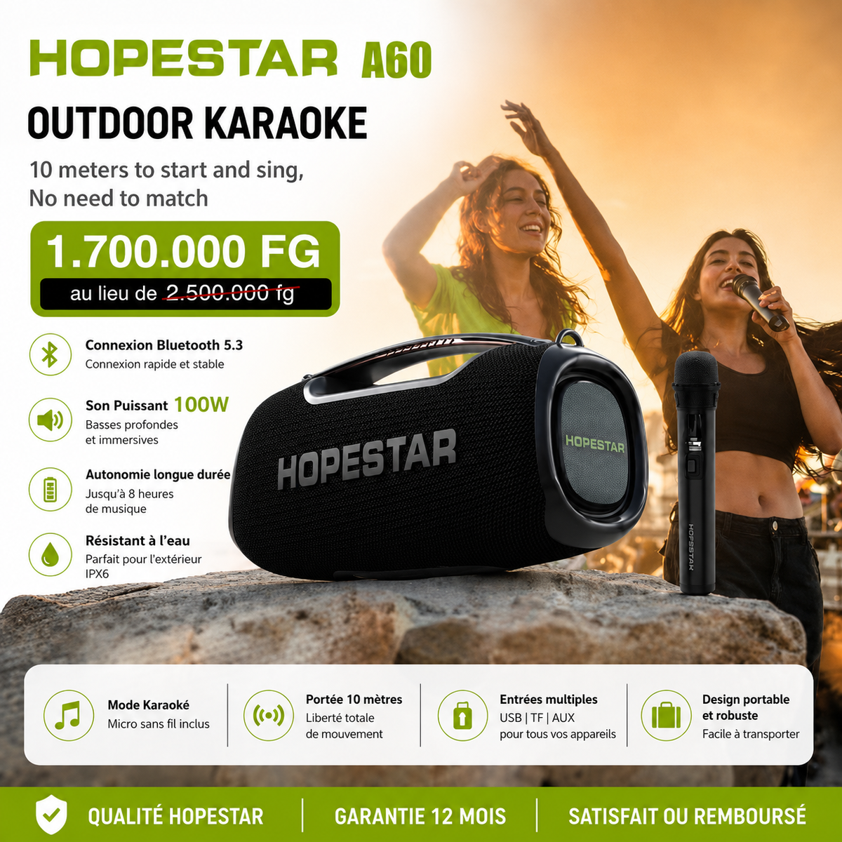 🔊 HOPESTAR A60 100W – La puissance sonore qui transforme chaque moment en fête