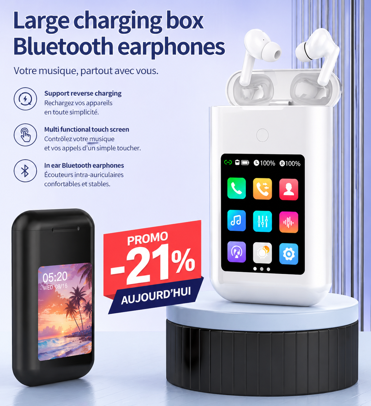Boitier multifonctionnel bluetooth PowerBuds Pro A098