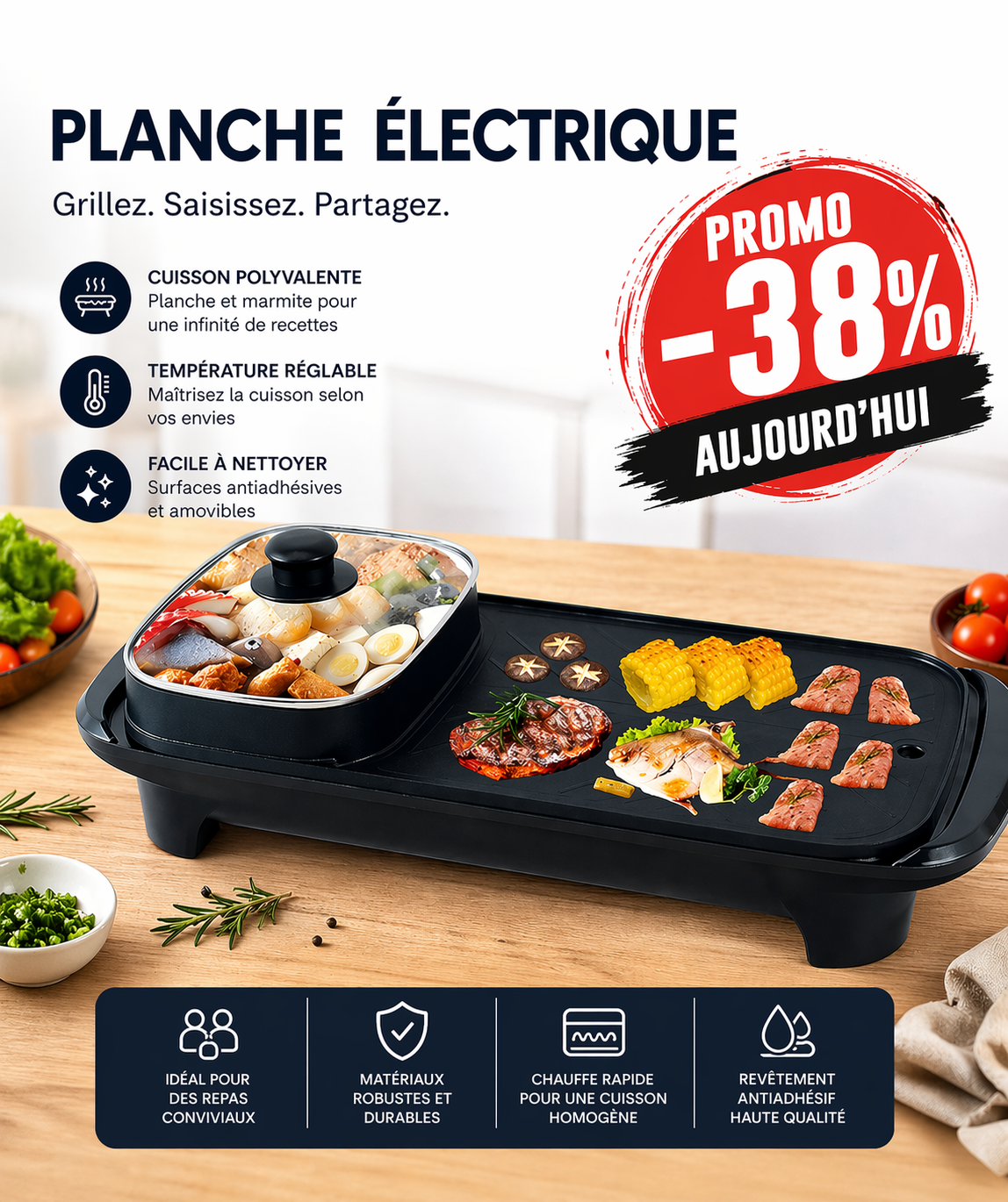 Machine à grill 2 en 1  : Votre Allié pour des Repas Inoubliables