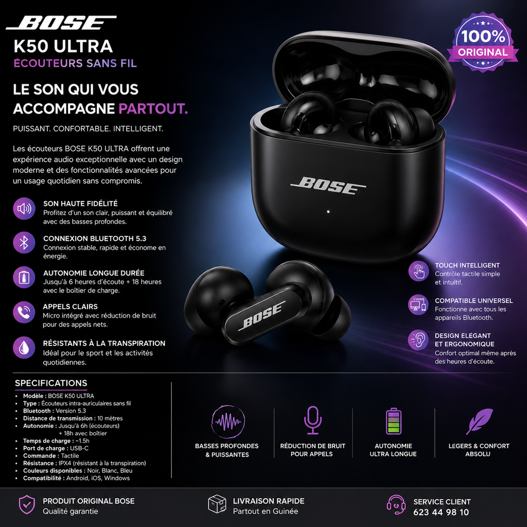 Ecouteurs sans fil Bose K50 Ultra