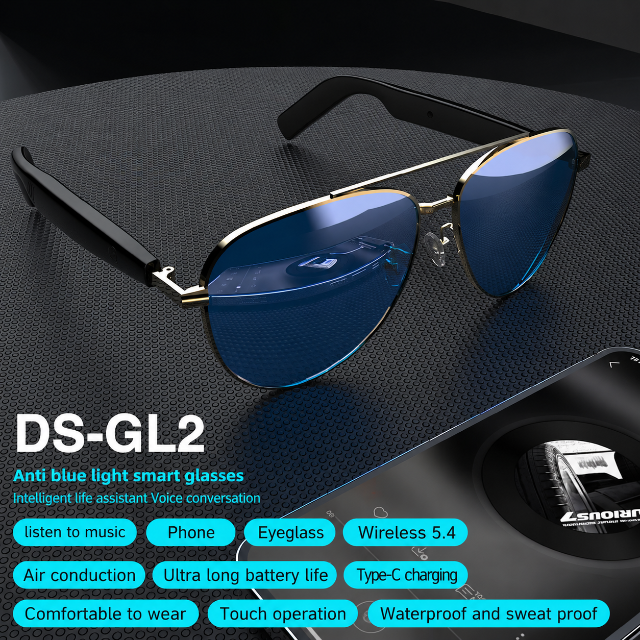 Lunettes de Soleil Connectées Bluetooth Audio DS-GL2
