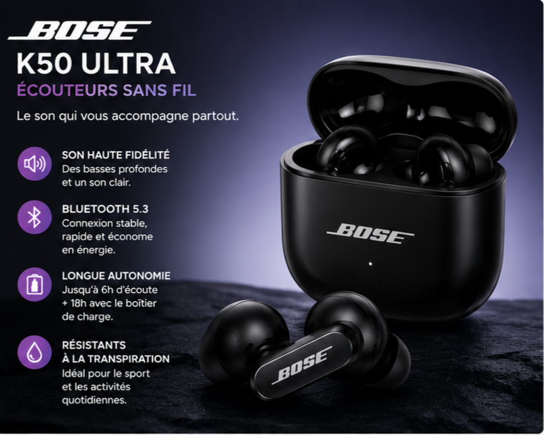 Ecouteurs sans fil Bose K50 Ultra