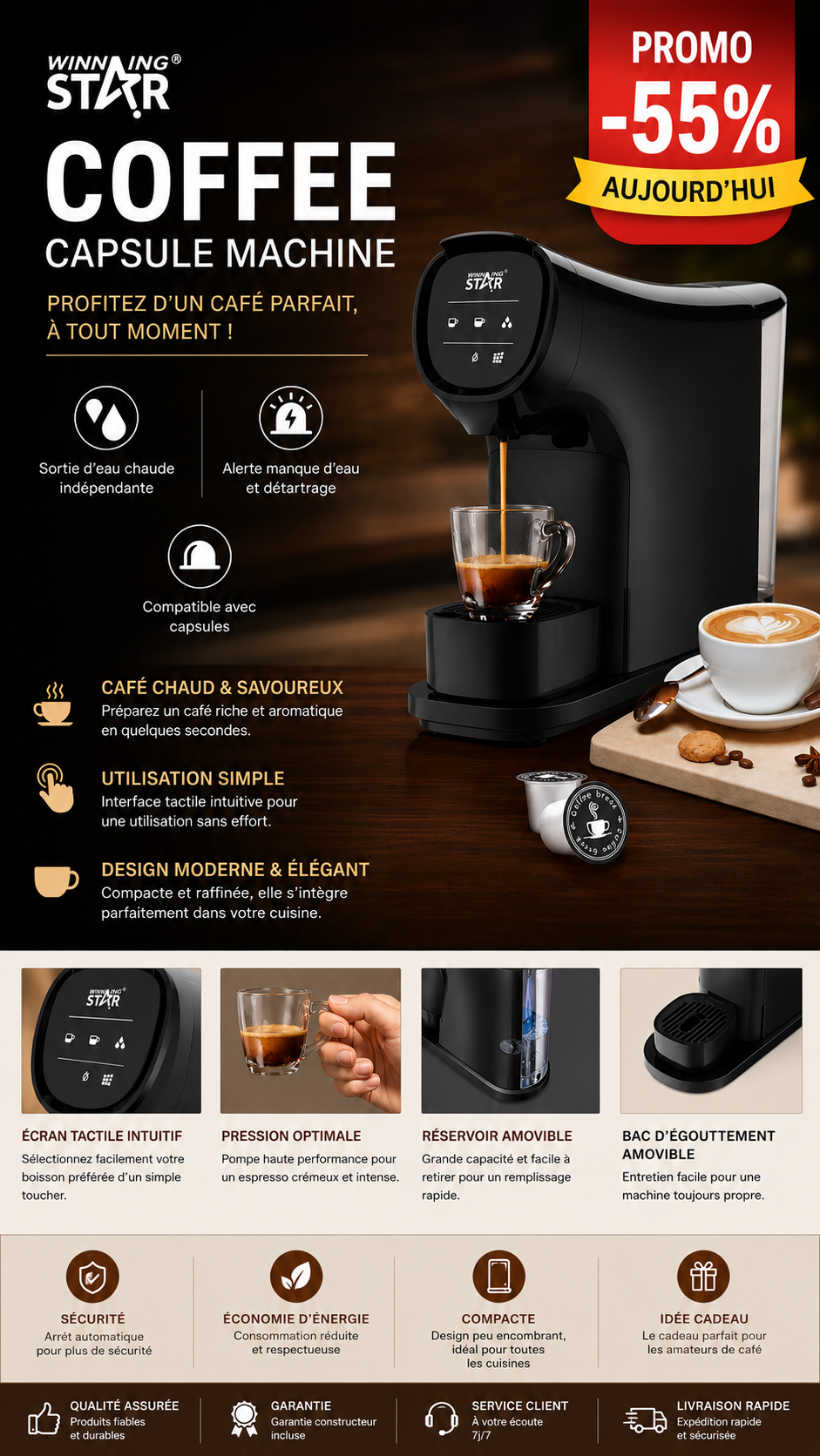 Cafetière Espresso Portable Électrique Winning Star ST-9701