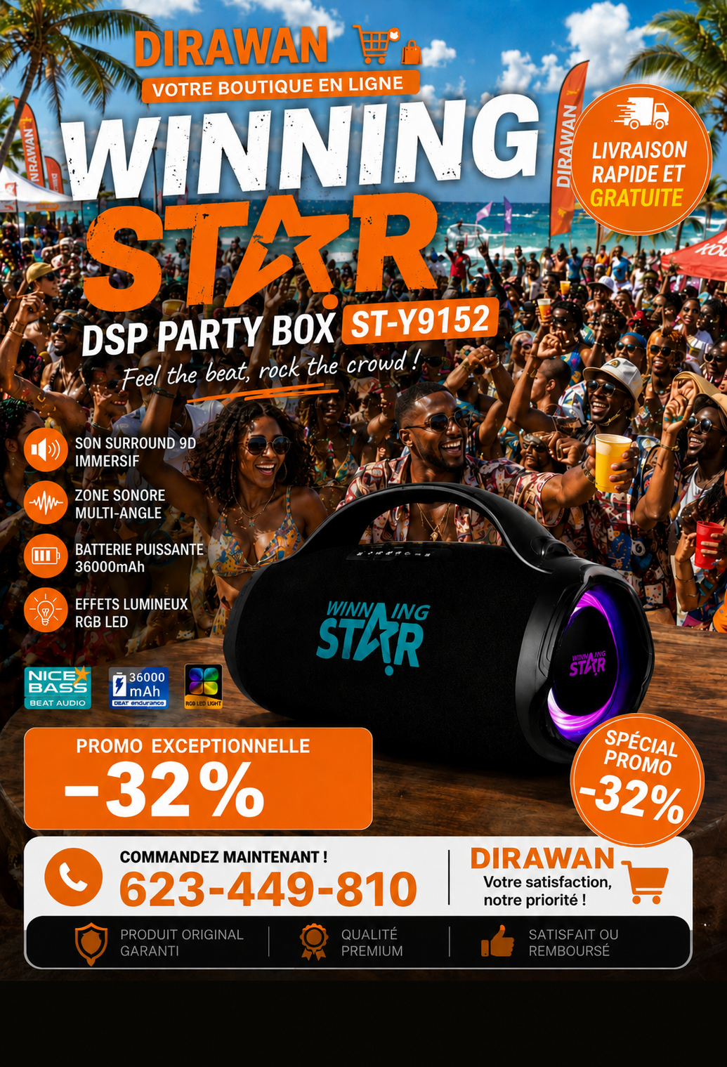 Enceinte Bluetooth Winning Star DSP PARTY BOX ST-Y9152