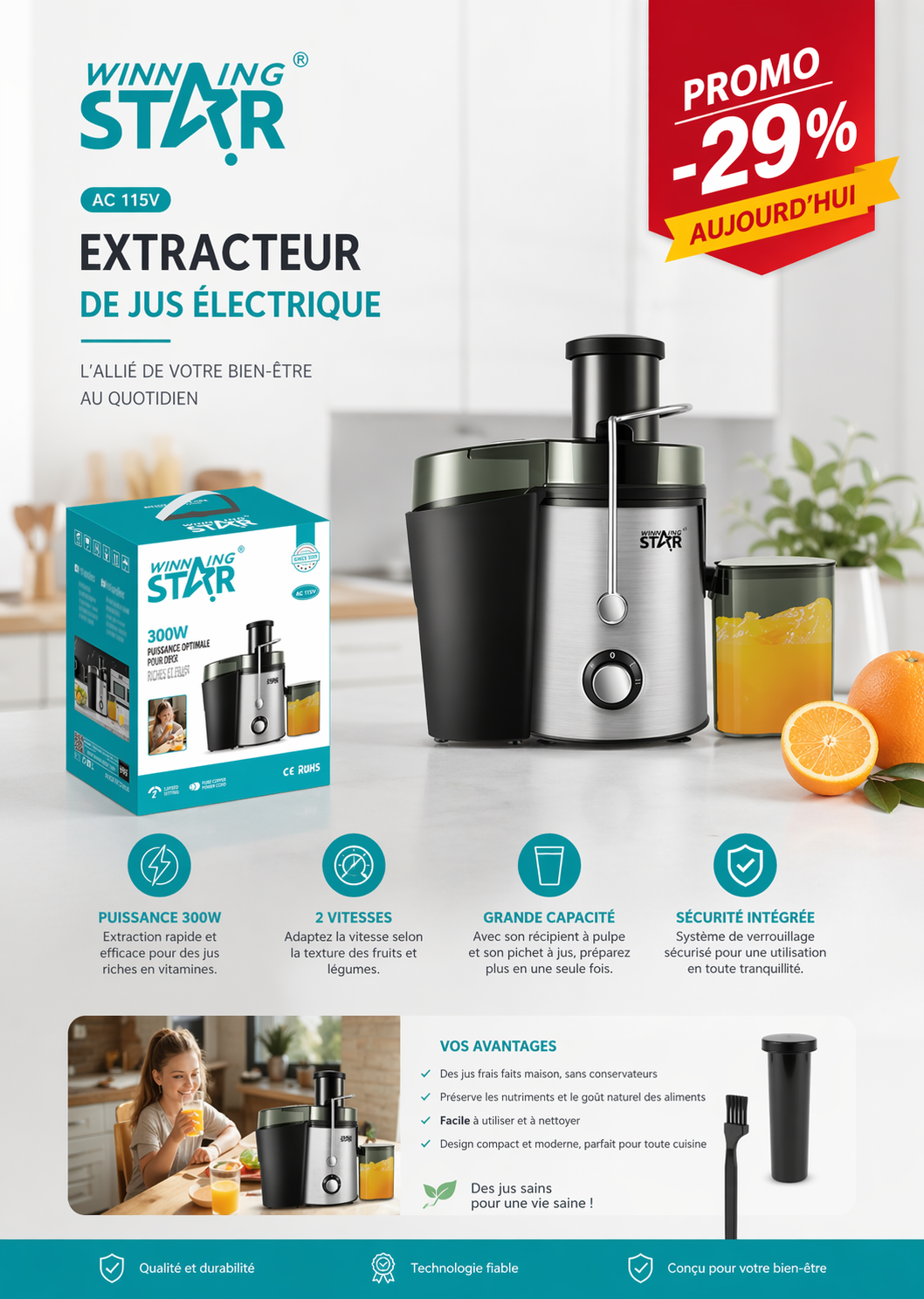 Extracteur de jus 500ml Winning star
