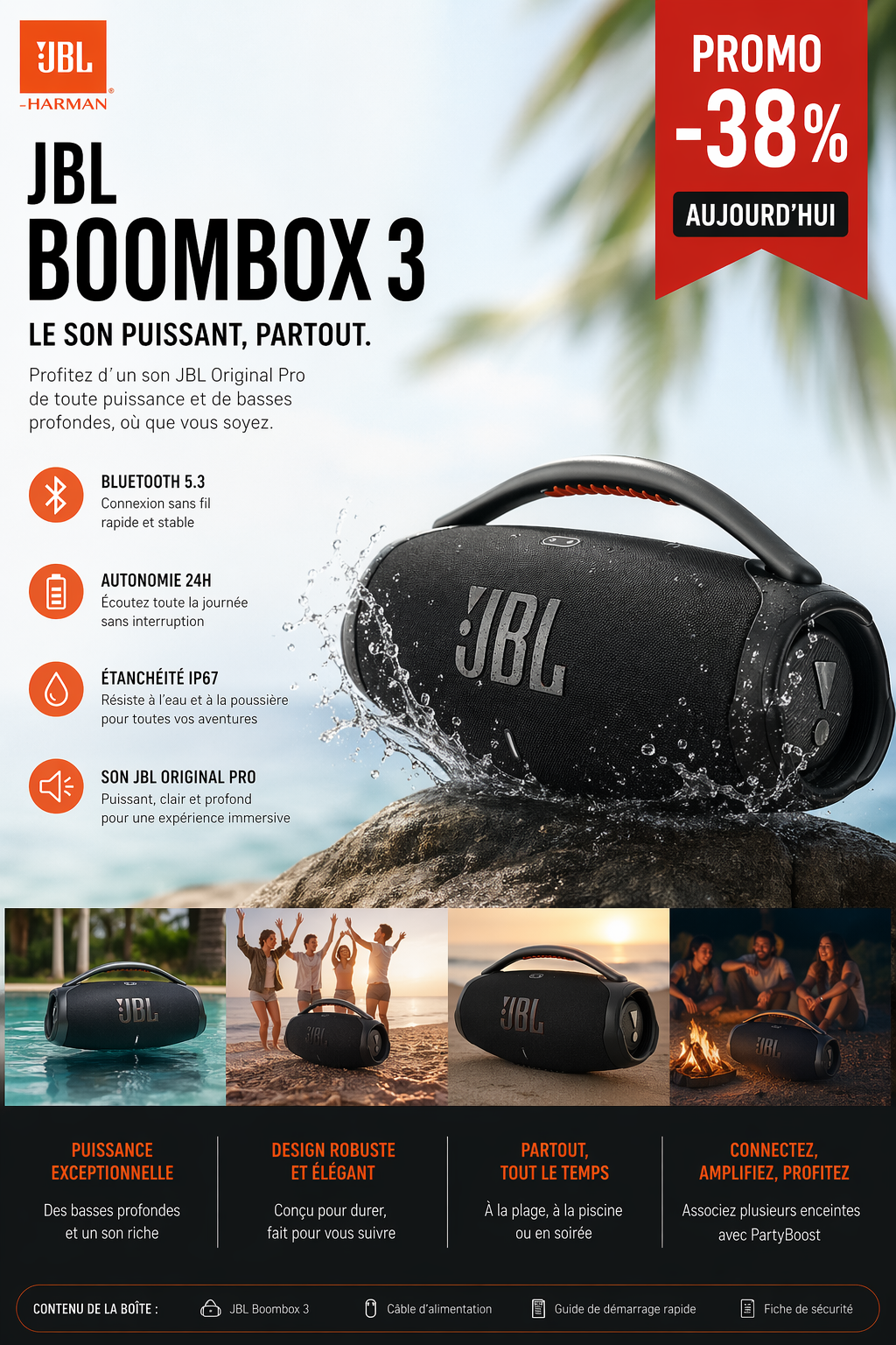JBL Boombox 3 Premium: L'Expérience Sonore Ultime