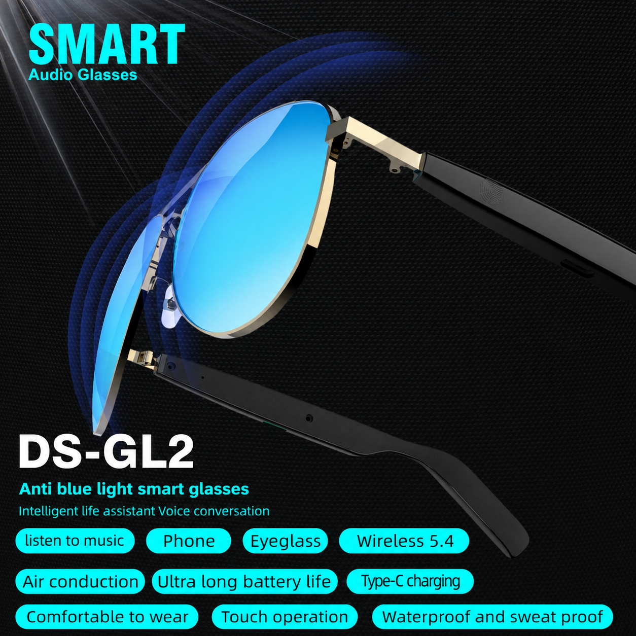 Lunettes de Soleil Connectées Bluetooth Audio DS-GL2