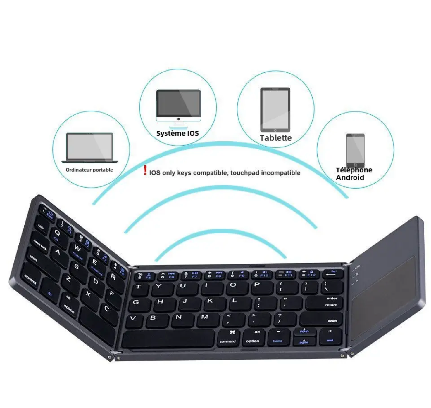 Clavier Bluetooth Pliable avec Touchpad Intégré