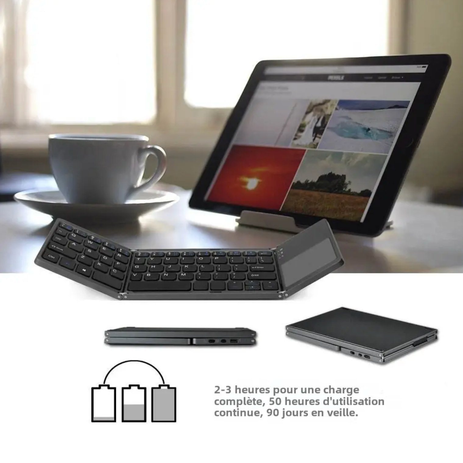 Clavier Bluetooth Pliable avec Touchpad Intégré