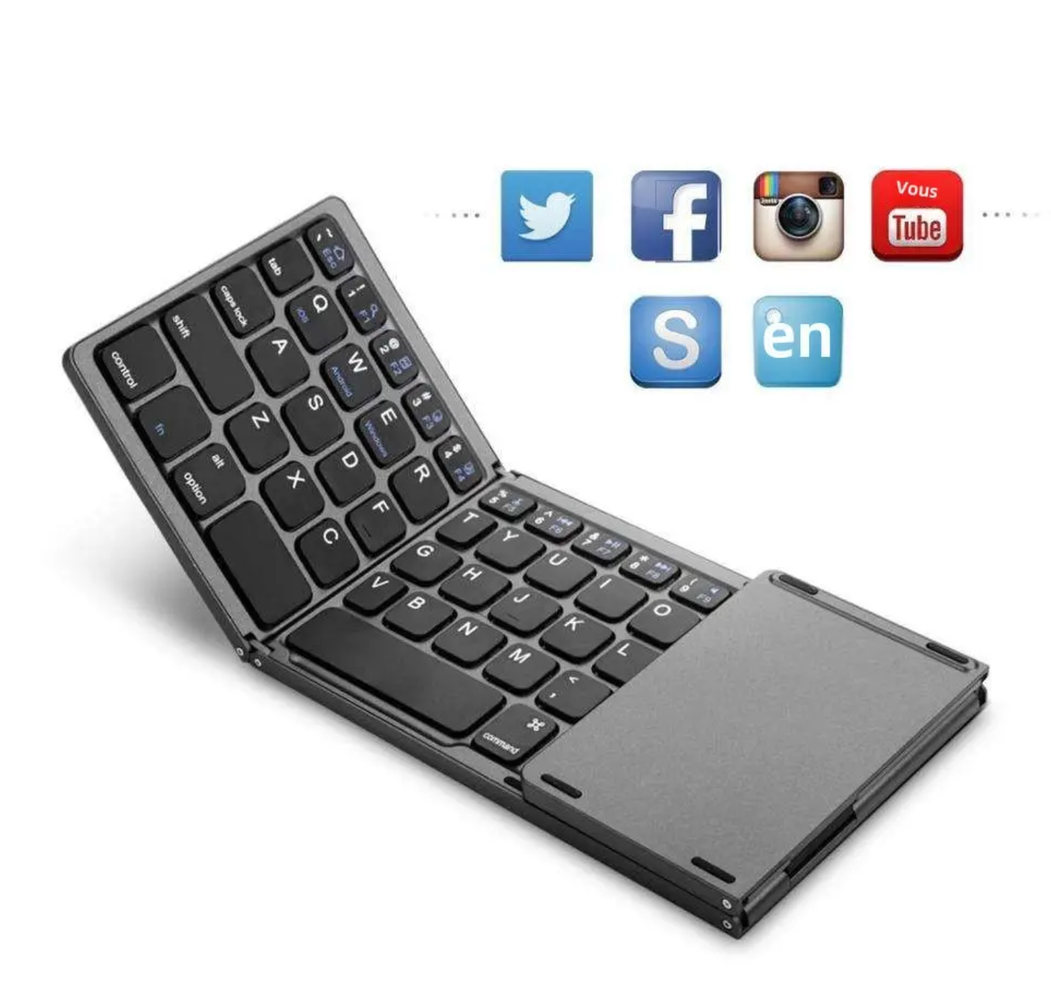 Clavier Bluetooth Pliable avec Touchpad Intégré