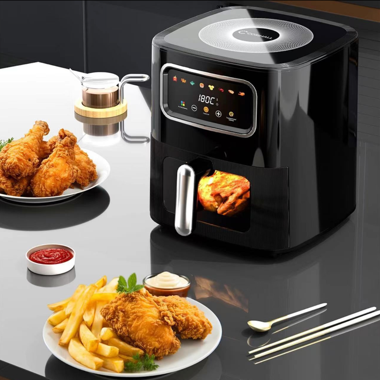 Friteuse à Air Chaud Numérique - Cuisine Saine et Facile