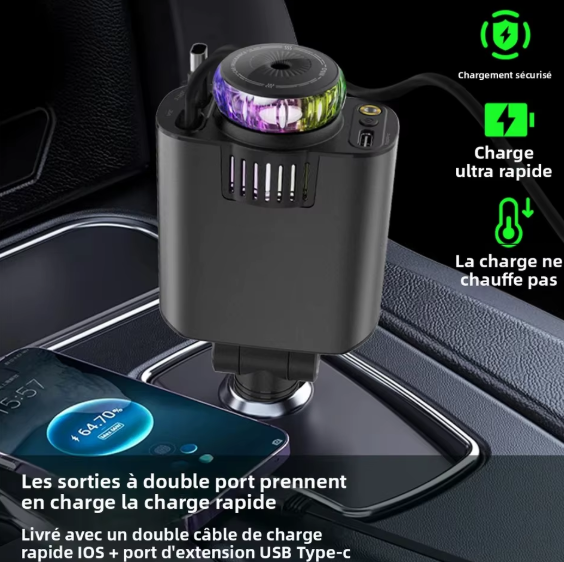 Chargeur Auto 5-en-1 : Votre Solution de Recharge Ultime