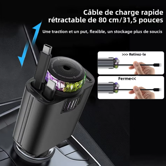 Chargeur Auto 5-en-1 : Votre Solution de Recharge Ultime