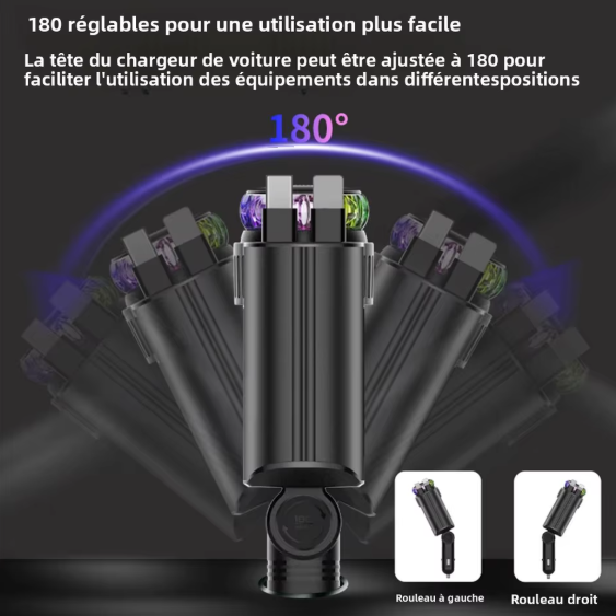 Chargeur Auto 5-en-1 : Votre Solution de Recharge Ultime