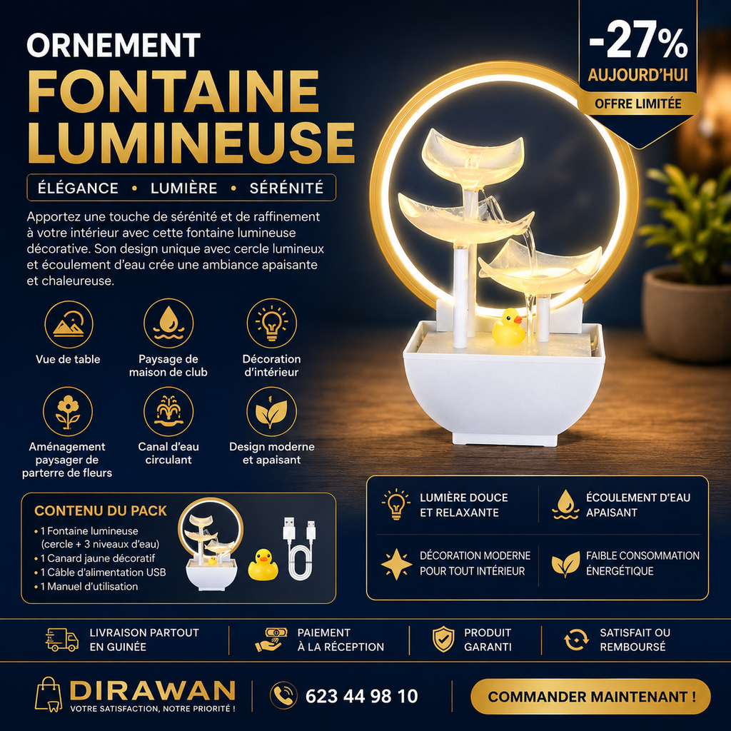 Fontaine Lumineuse Décorative – Élégance & Sérénité