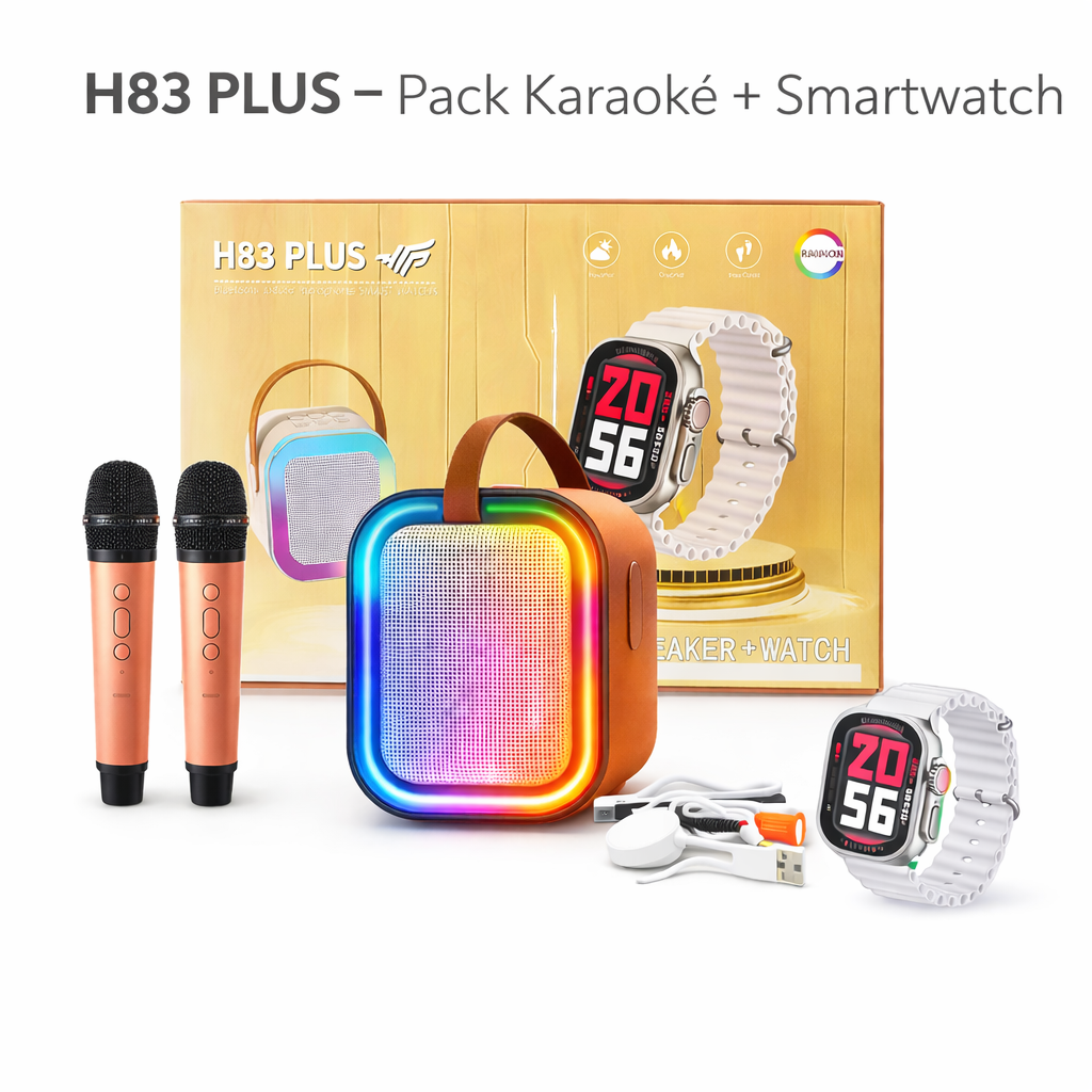 🎤⌚ H83 PLUS – Pack Karaoké &amp; Smartwatch Bluetooth (Speaker + Watch)