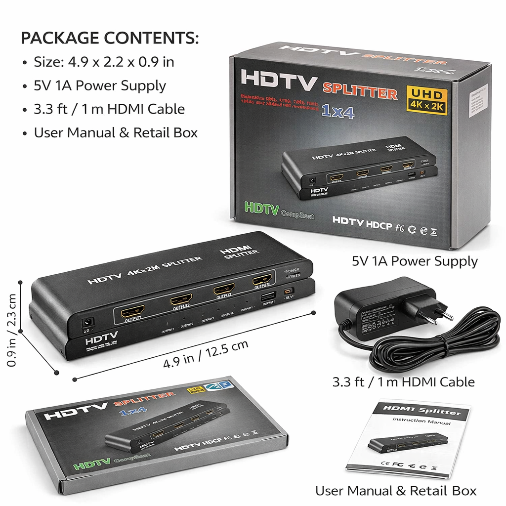 Répartiteur HDTV 1X4 4K Ultra HD – Partagez un signal, quadruplez le plaisir!