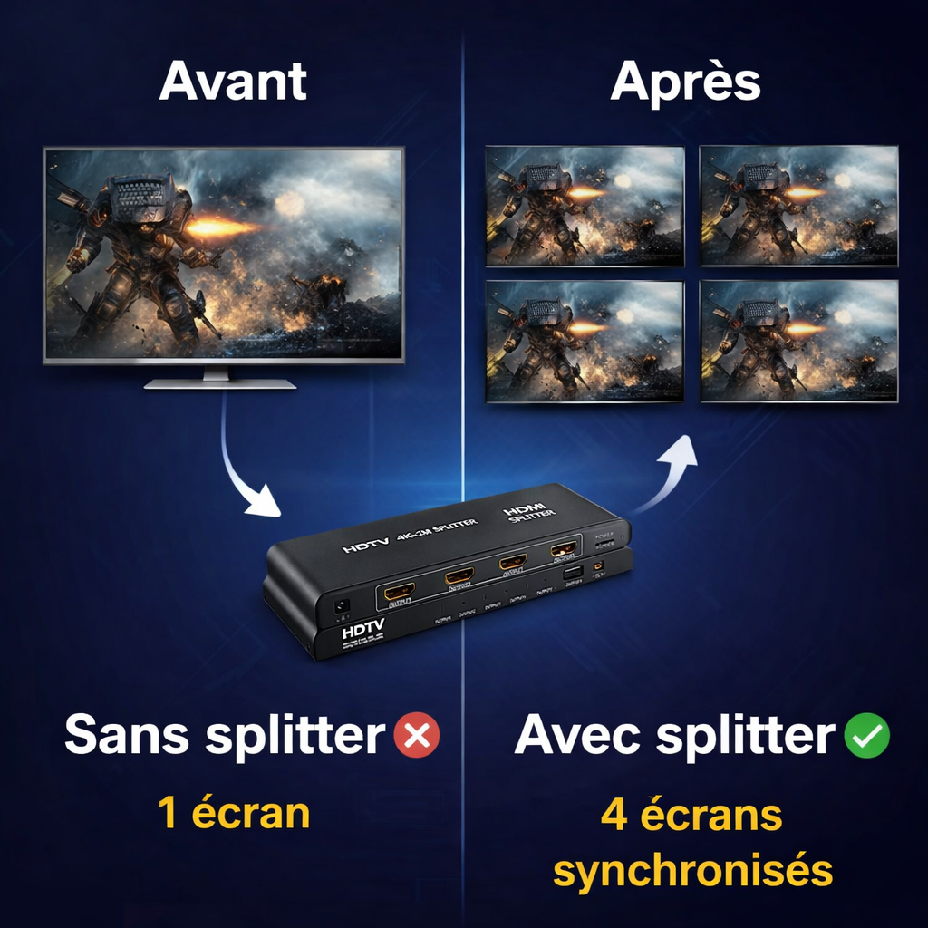 Répartiteur HDTV 1X4 4K Ultra HD – Partagez un signal, quadruplez le plaisir!