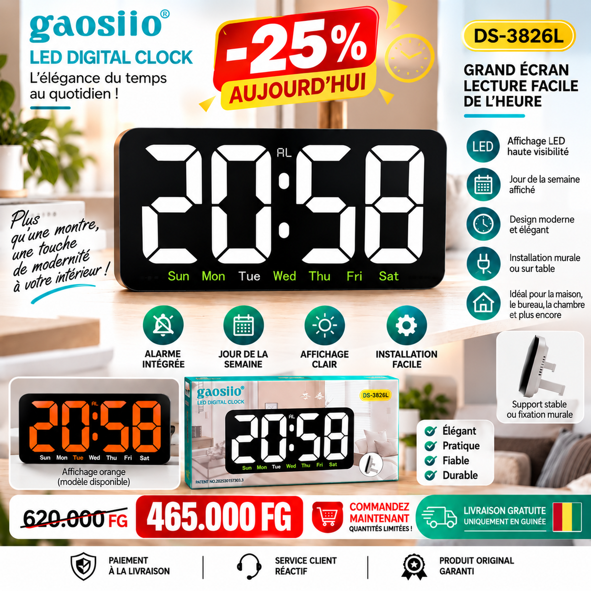 Horloge Numérique murale LED