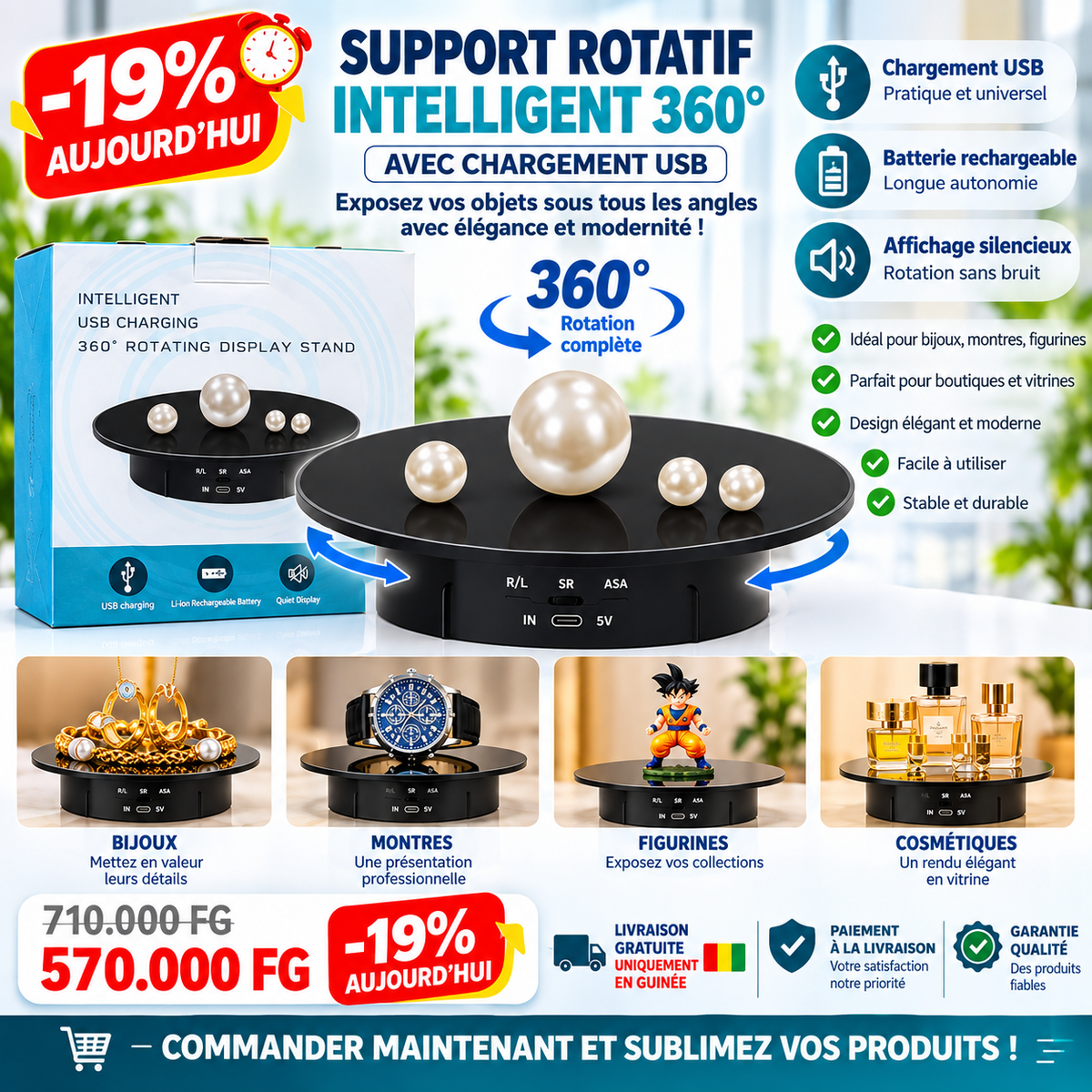 Présentoir Rotatif Intelligent 360° — Présentez vos produits sous leur meilleur angle !