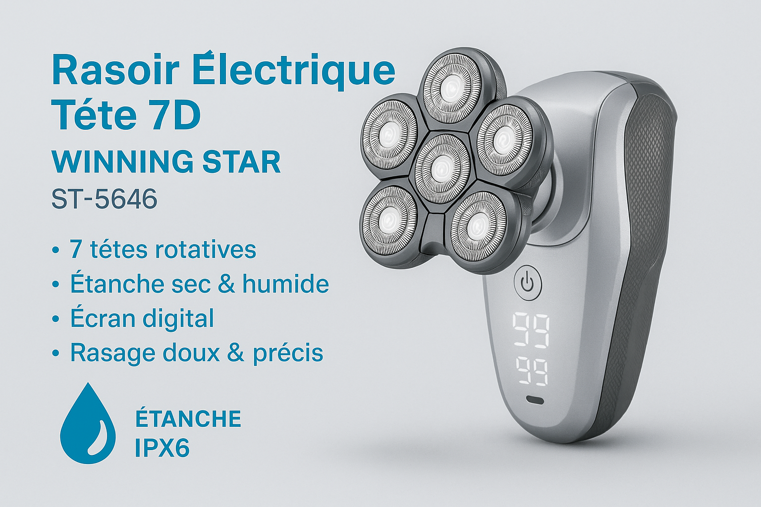Rasoir Électrique 7D WINNING STAR: La Solution Ultime pour un Rasage Impeccable