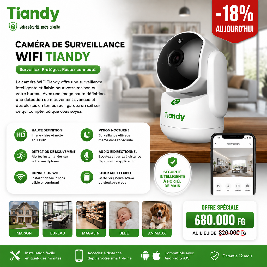 Caméra de Surveillance WiFi Tiandy