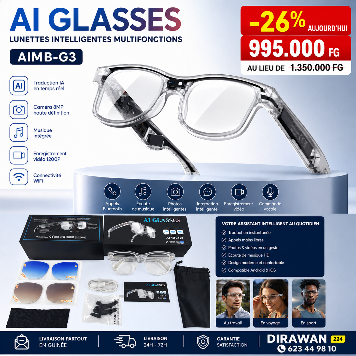 Lunettes AI AIMB-G3 – Vos lunettes, désormais intelligentes
