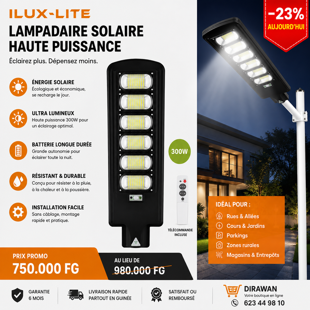 Lampe Solaire Haute Puissance ILUX-LITE 300W