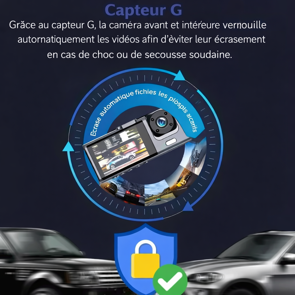 🚗 Caméra Embarquée 3 Caméras 1080P – WiFi Intégré & Vision Nocturne