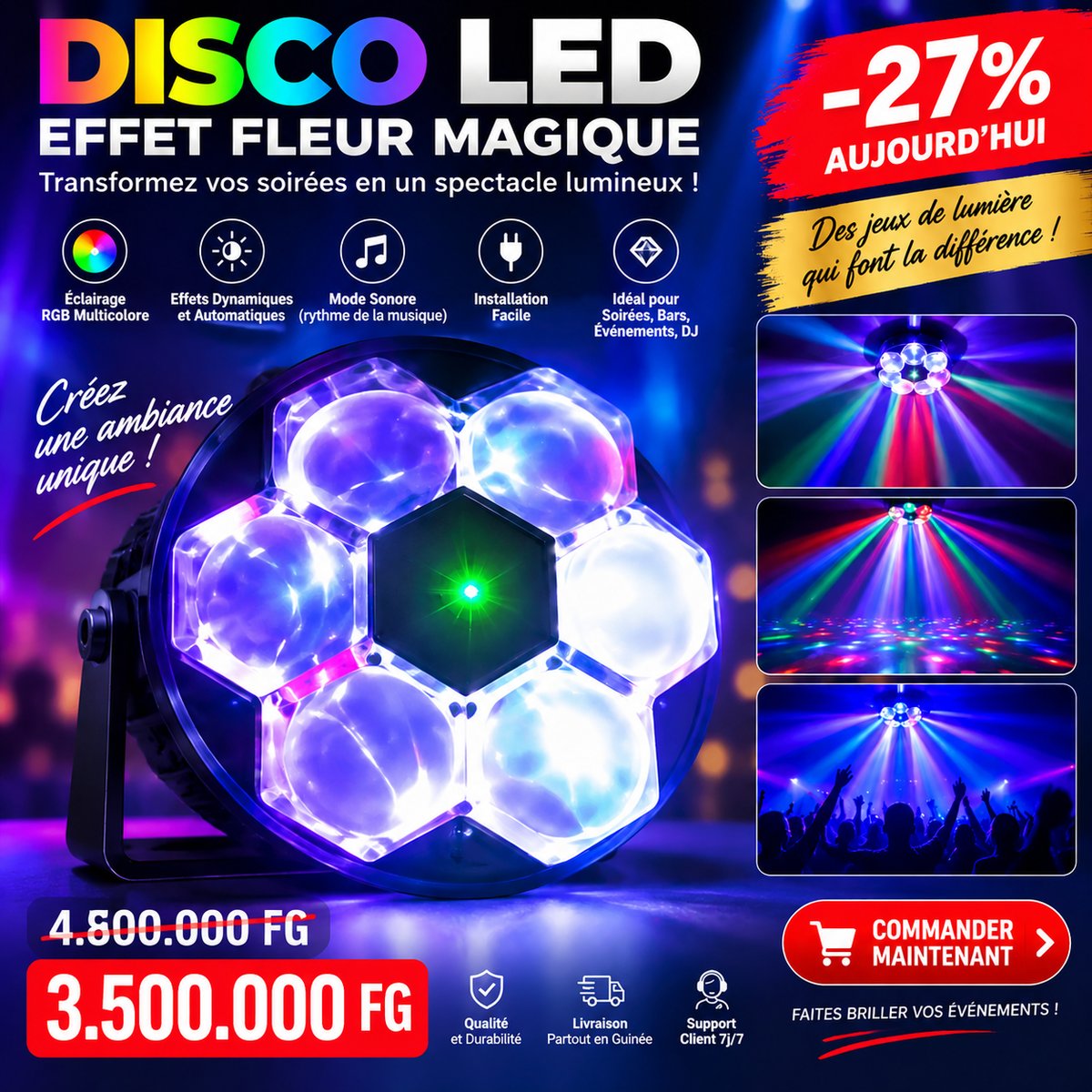 🌈 DISCO LED – Effet Fleur Magique