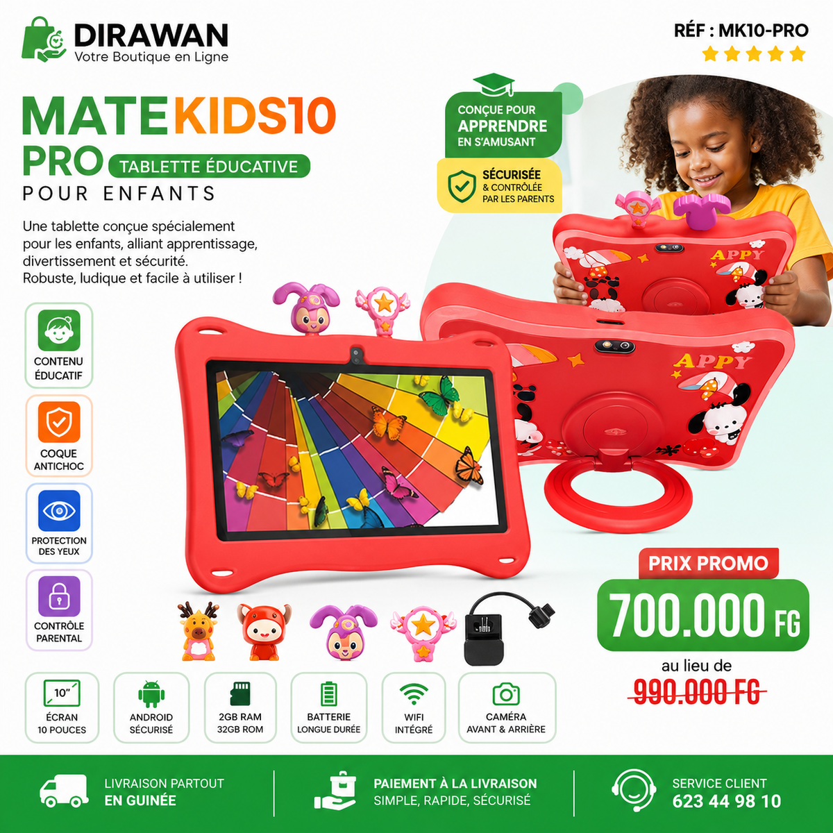MateKids10 Pro – Tablette Éducative pour Enfants