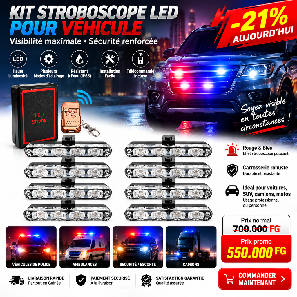 🚨 Kit d'avertissement LED pour Véhicule — Visibilité maximale