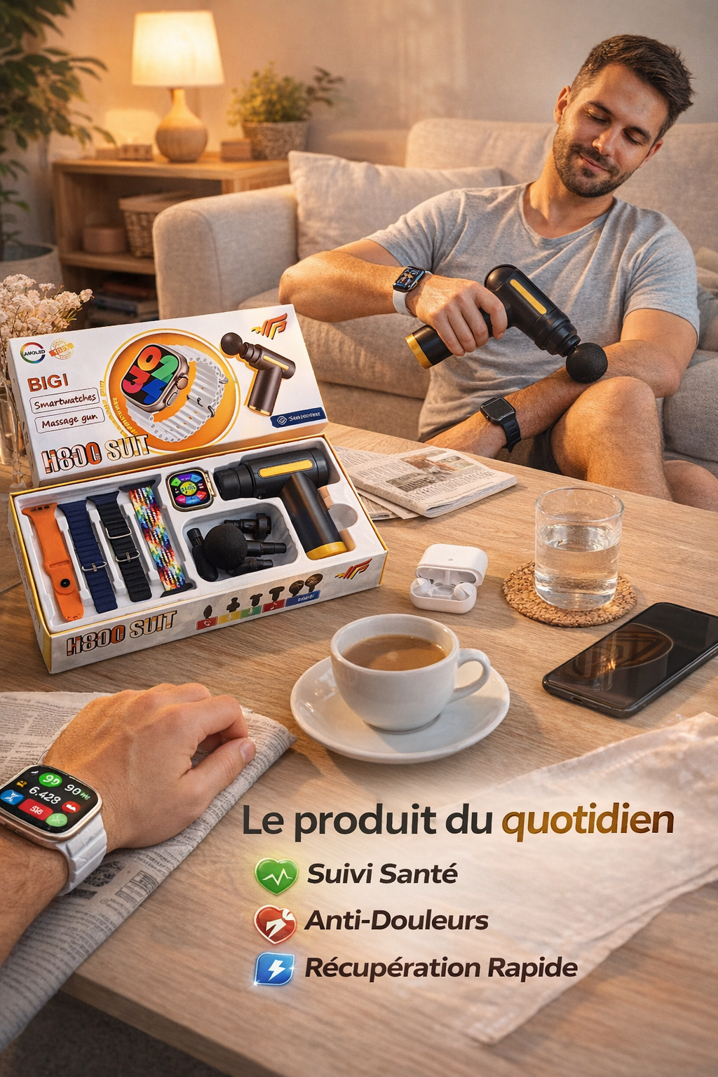 Pack Smartwatch + Pistolet de Massage H800 SUIT