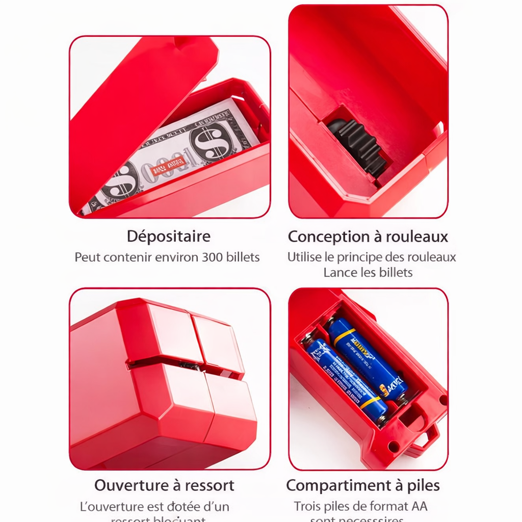 Pistolet à Billets Money Gun Rouge – Effet Show Instantané