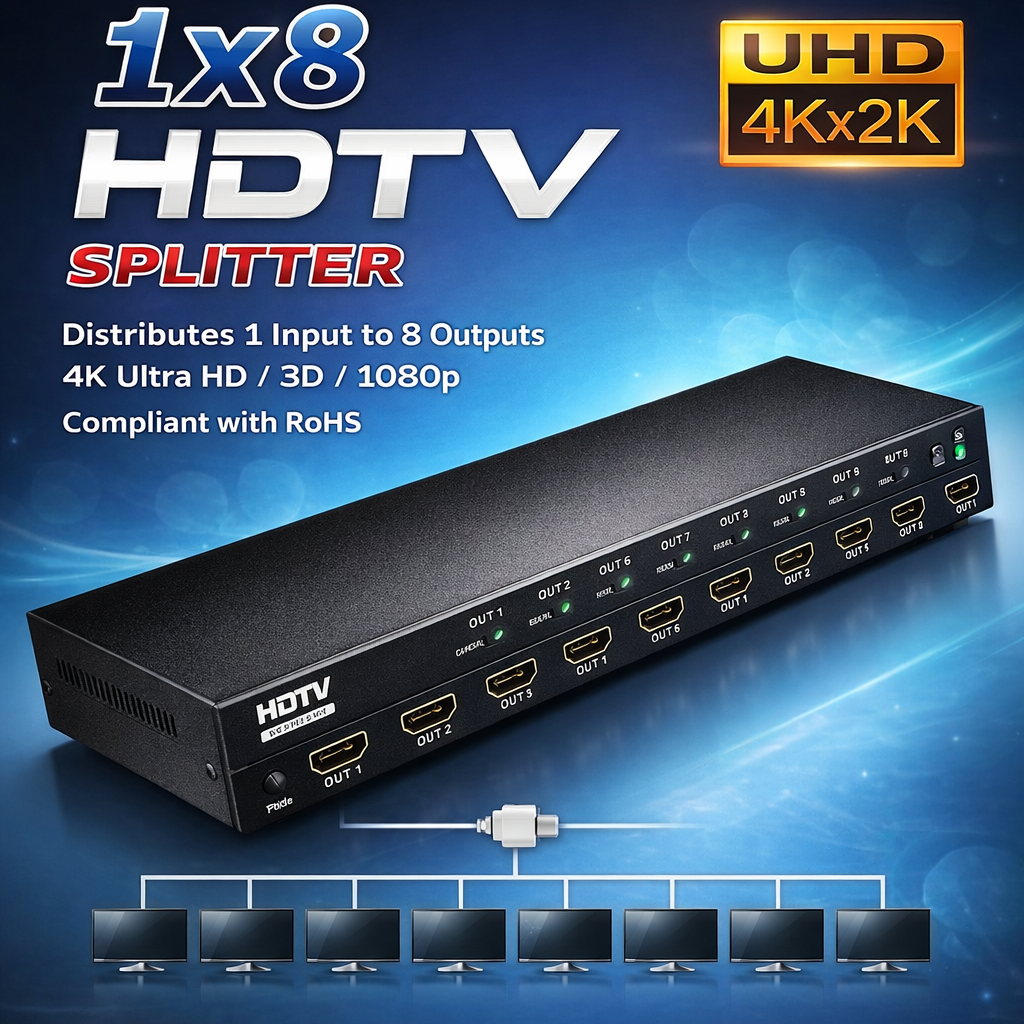 Prolongateur/Splitter HDTV 1X8 IP 200M : Solution de Diffusion Avancée