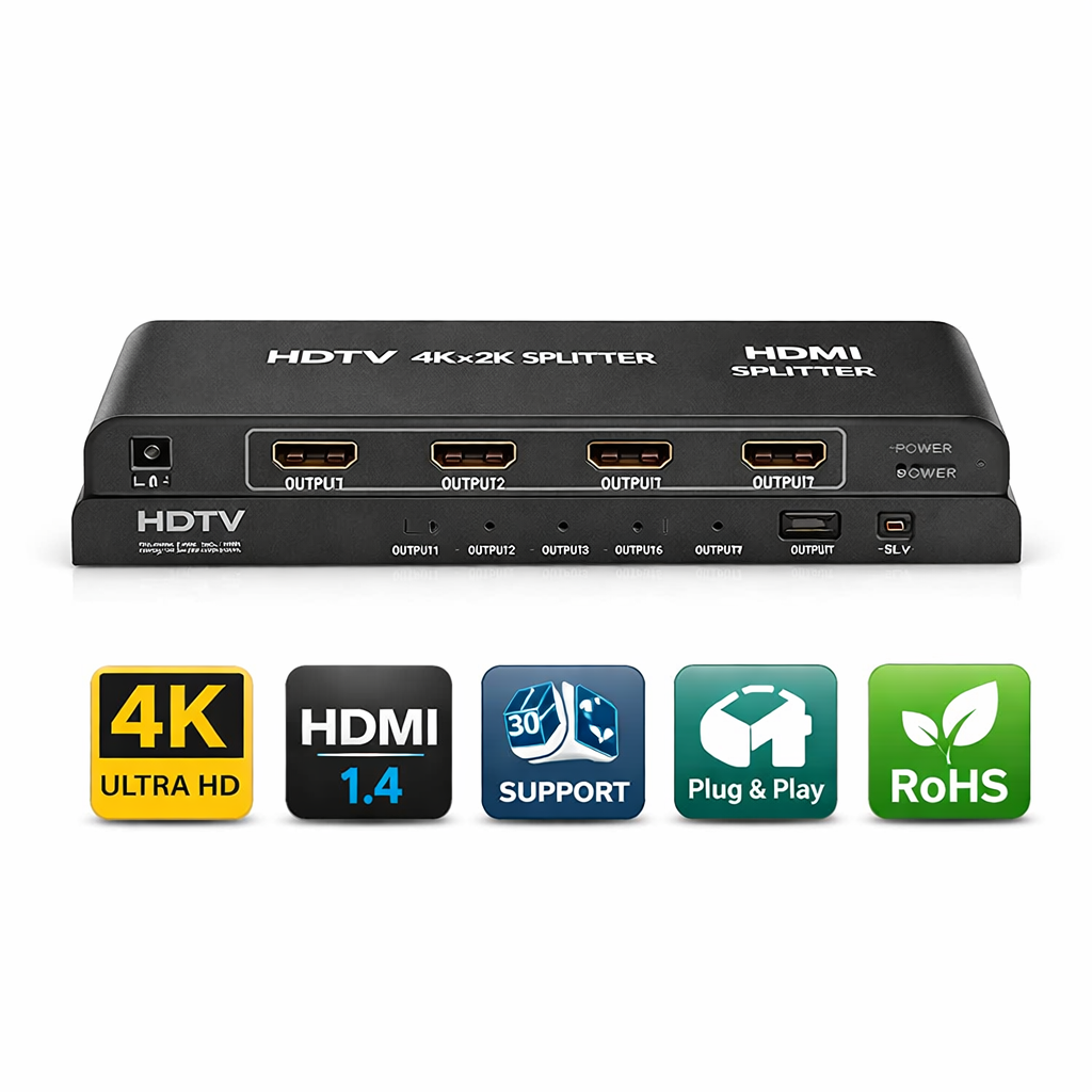 Répartiteur HDTV 1X4 4K Ultra HD – Partagez un signal, quadruplez le plaisir!
