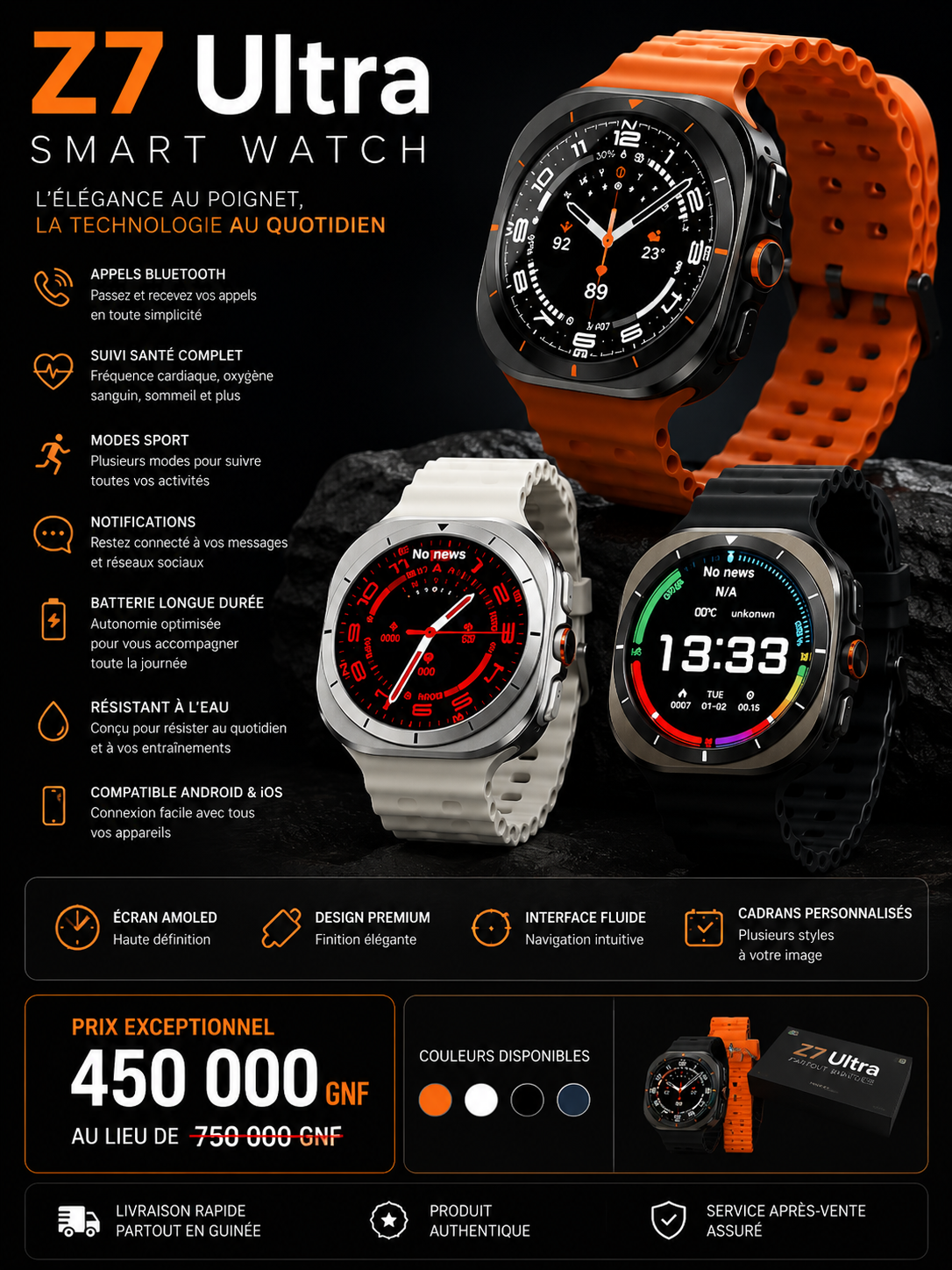 Montre Connectée Z7 Ultra Max - Performance et Style sans Limite