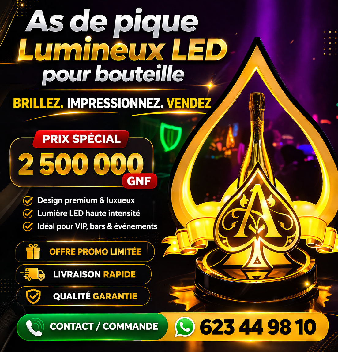 As de pique Lumineux LED pour Bouteilles: Sublimez Vos Soirées