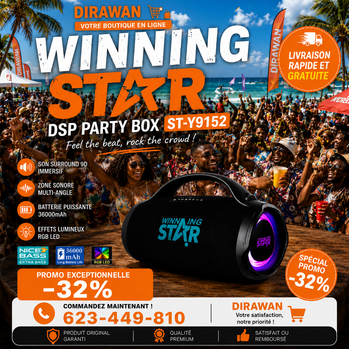 Enceinte Bluetooth Winning Star DSP PARTY BOX ST-Y9152