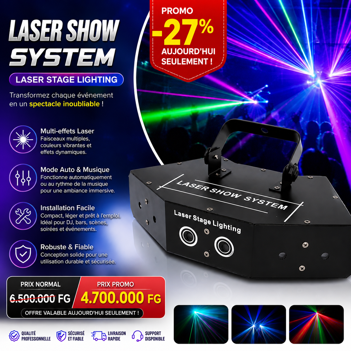 🎆 Éclairage Laser Professionnel — LASER SHOW SYSTEM