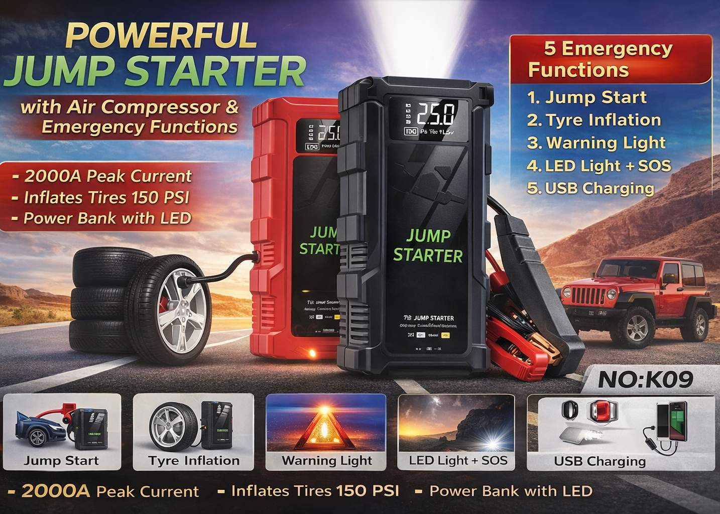 Démarreur de Voiture Portable 12V : Ne soyez plus jamais à court de batterie !