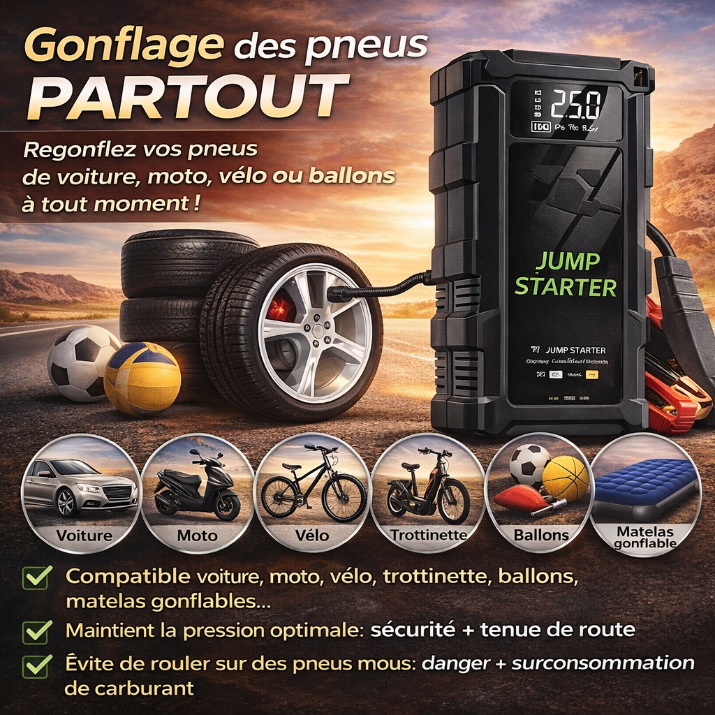 Démarreur de Voiture Portable 12V : Ne soyez plus jamais à court de batterie !