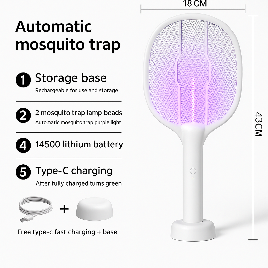 Raquette Anti-Moustiques Electrique Rechargeable Haute Performance