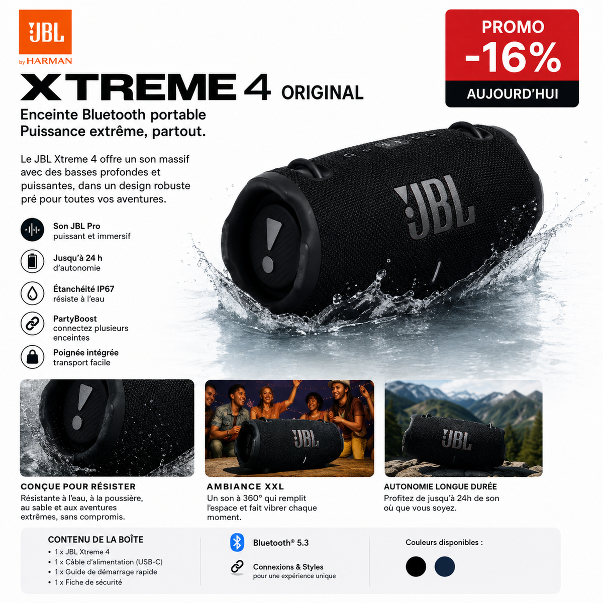 JBL Xtreme 4 - Enceinte Bluetooth Portable Ultra-Puissante