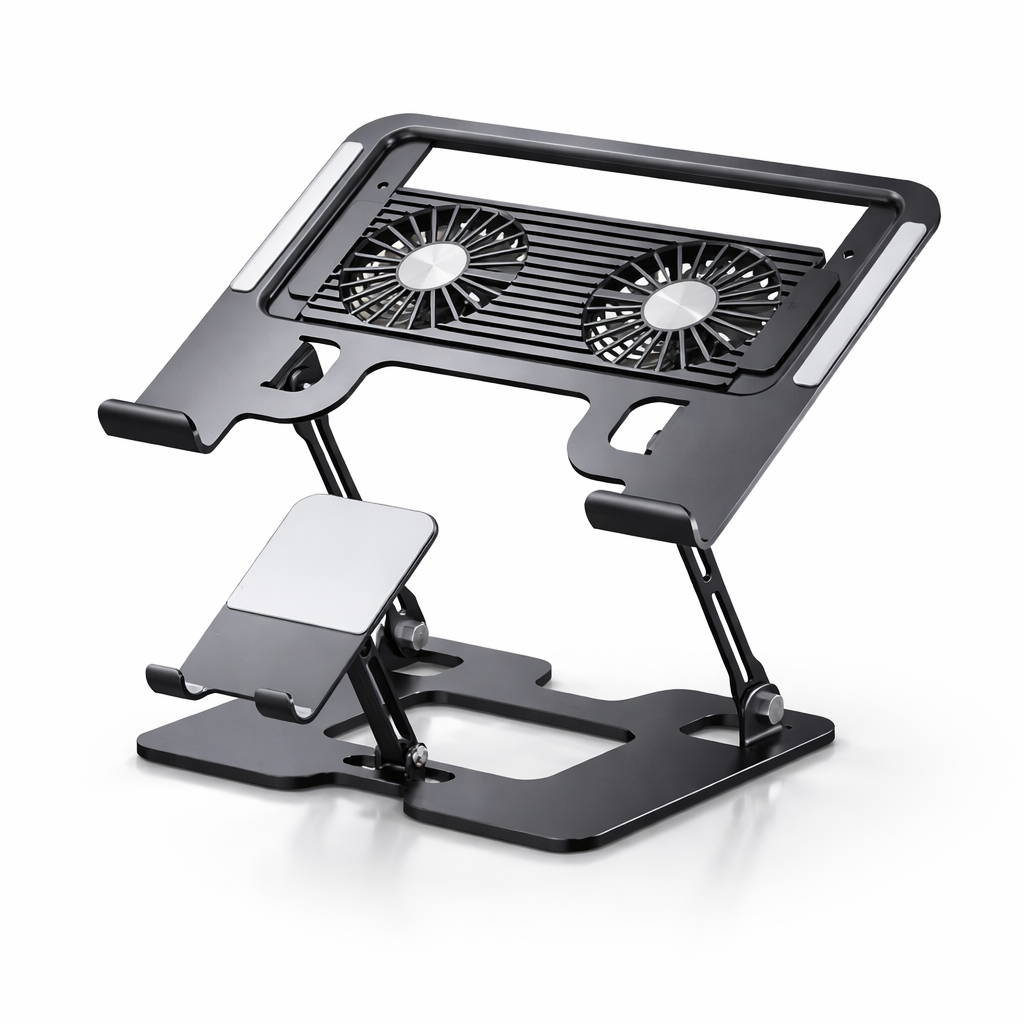 Support Refroidisseur Ultime 2-en-1 pour PC & Téléphone - Gardez Votre Appareil au Frais!