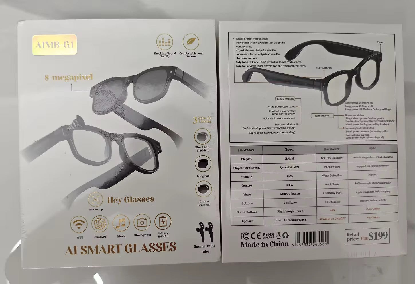 Lunettes Intelligentes AIMB-G1 - L'Intelligence Artificielle au Service de votre Quotidien