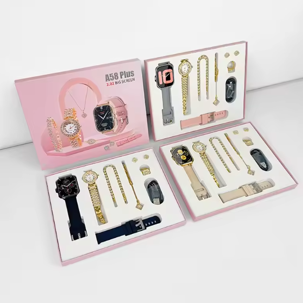 Coffret Montre Intelligente de Luxe A58 Plus avec Bracelet Connecté et Suivi d'Activité