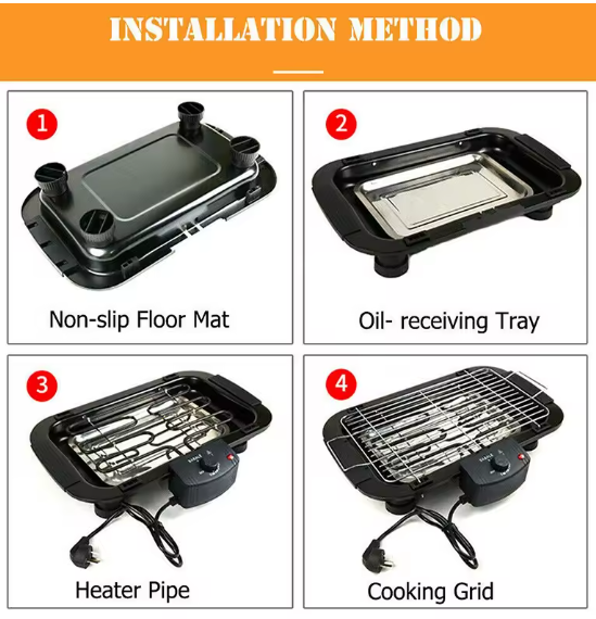 Grill électrique multifonction sans fumée domestique 2000W, plaque de cuisson pour barbecue d'intérieur, Machine à griller avec contrôle de la température