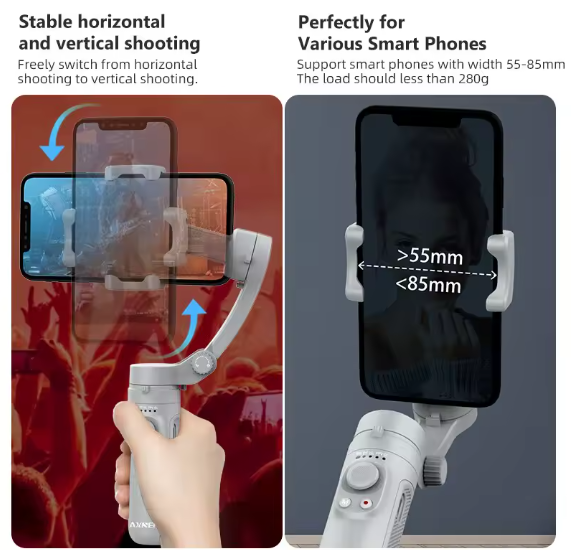 Stabilisateur F5 3-Axes Pliable Gimbal — Filmez comme un professionnel avec votre smartphone